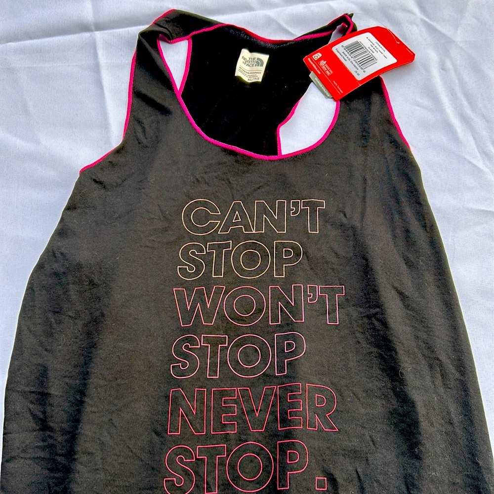 The North Face Womens Graphic Play Hard Tank Black Pink XL CDU0JK3-XL